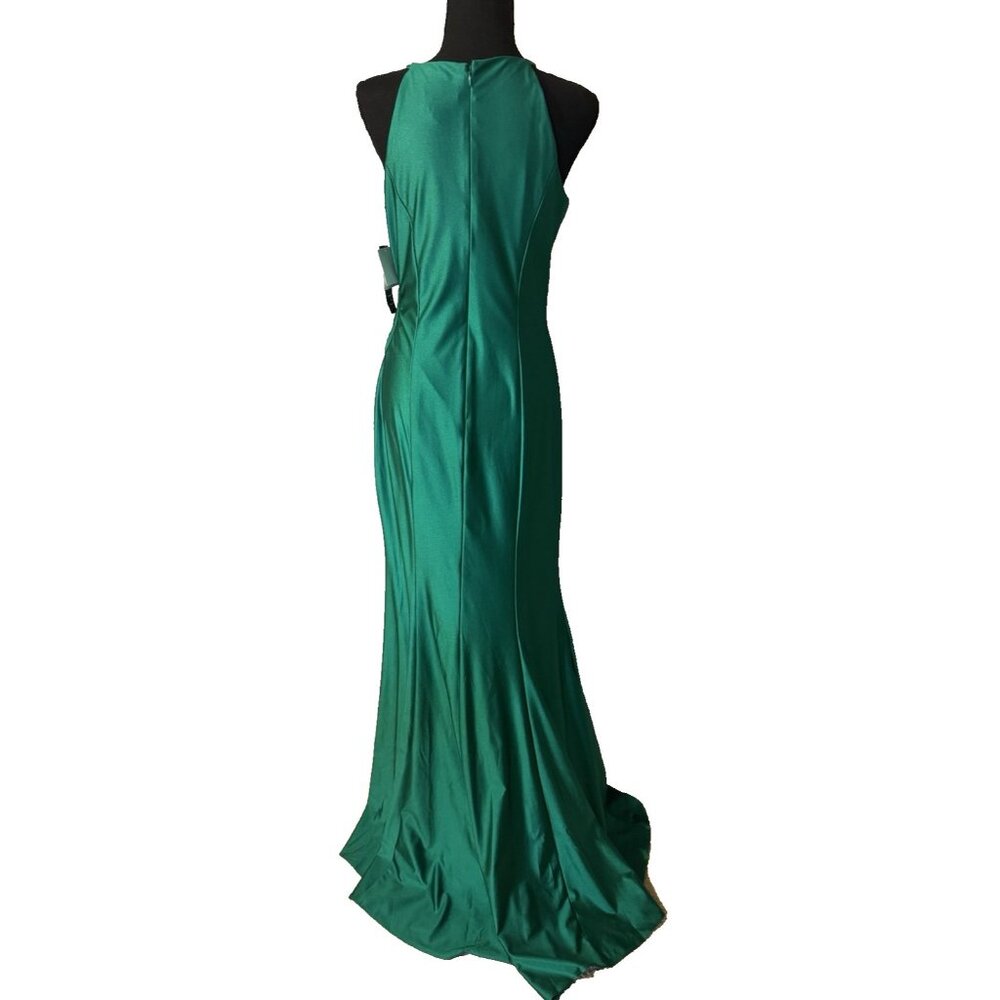 Xscape 10 Emerald Green Formal Gown Side O Waist Gala Prom Wedding Guest NEW - Picture 3 of 16